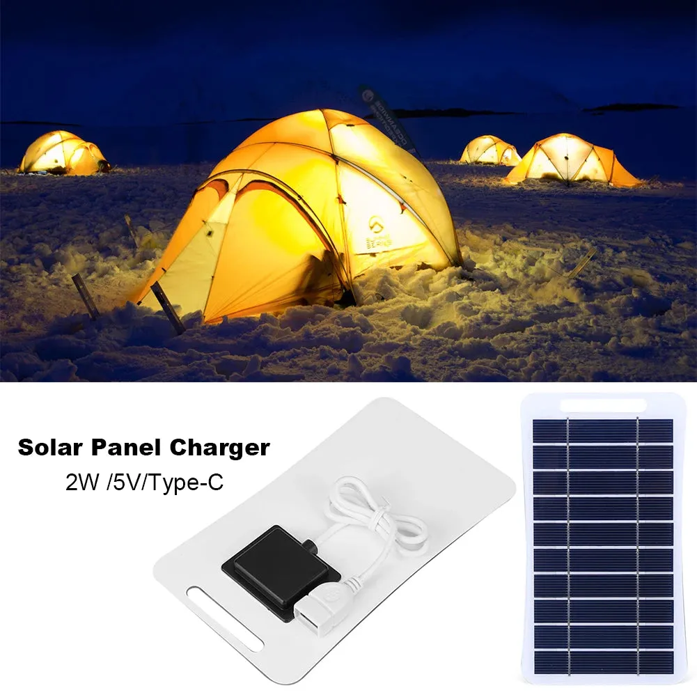 2W 5V Portable Solar Panel USB Mobile Phone Charger for Outdoor Camping