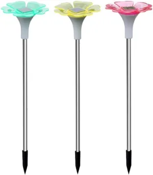 3 Colors Outdoor Solar Lights Solar Garden Lights Outside Solar Powered Garden Lights for Driveway Path Pond Lights Led Garden Outdoor Waterproof