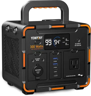 300W Portable Power Station 259WH Solar Generator, 70000mAh Battery with AC/USB-C/DC/Car Socket Outputs, 2000  Cycles for Camping, RV, Home Emergency & Outdoor Charging (Solar Panel Compatible)