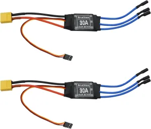 30A Electric Brushless Motor Controller, 2 Pcs ESC Speed Controller with XT60 and 3.5mm Bullet Plugs for RC Drone RC Airplane Helicopter