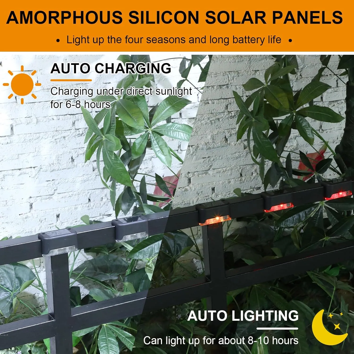 32 Pcs Solar Deck Lights Outdoor, Waterproof LED Solar Step Fence Lights for Stairs, Step, Railing, Patio, Driveway, Garden, Pathway and Yard(Black Shell Colorful Light)