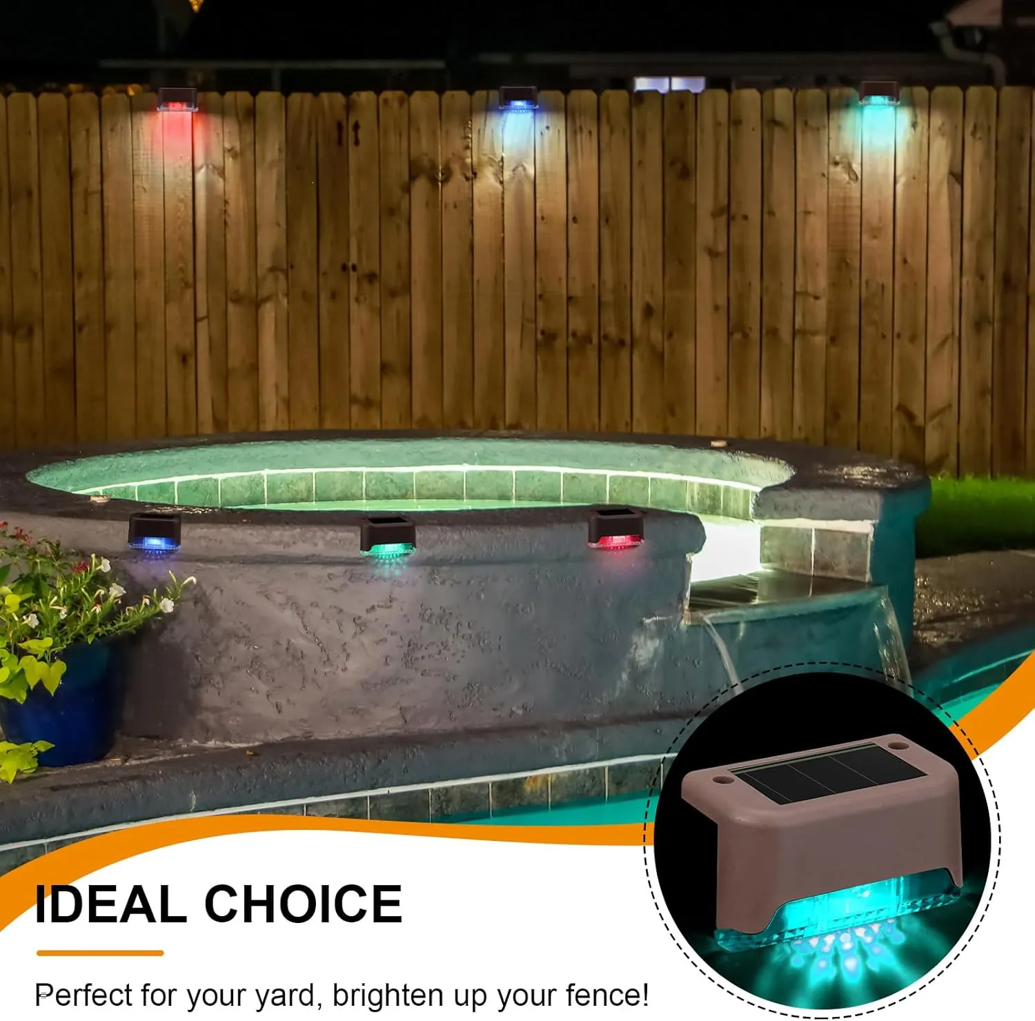 32 Pcs Solar Deck Lights Outdoor, Waterproof LED Solar Step Fence Lights for Stairs, Step, Railing, Patio, Driveway, Garden, Pathway and Yard(Brown Shell Multicolor Light)
