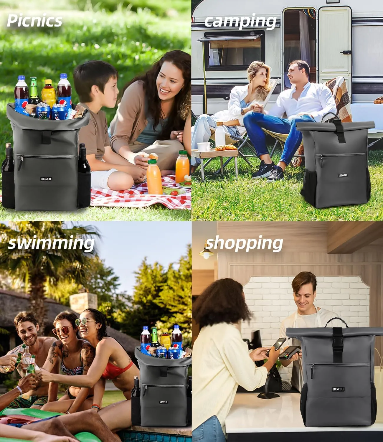 35/45 Cans Cooler Backpack, Thermo Cooler Bag with Bottle Opener for Picnic, Camping, Beach, Hiking, Travel, and Shopping
