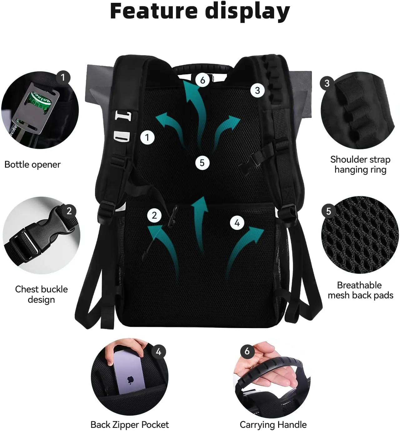 35/45 Cans Cooler Backpack, Thermo Cooler Bag with Bottle Opener for Picnic, Camping, Beach, Hiking, Travel, and Shopping