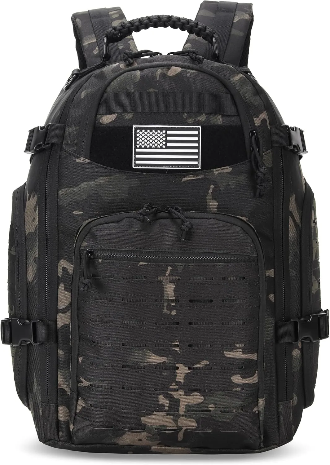 35L Tactical Backpack for Men Heavy Duty Military Backpack 3 Day Assault Pack Molle Backpack Hiking Rucksack (BlackCP)