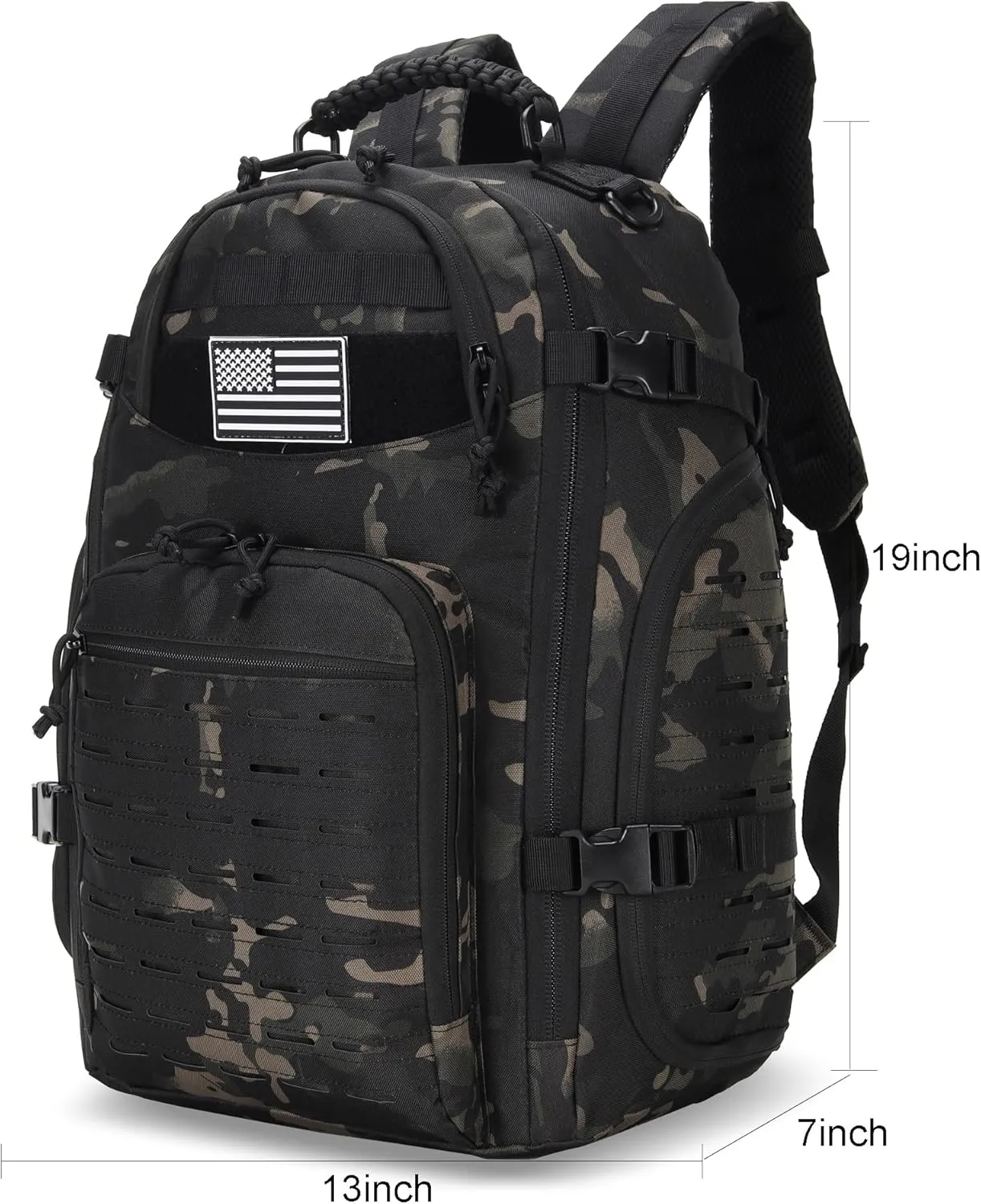 35L Tactical Backpack for Men Heavy Duty Military Backpack 3 Day Assault Pack Molle Backpack Hiking Rucksack (BlackCP)