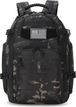 35L Tactical Backpack for Men Heavy Duty Military Backpack 3 Day Assault Pack Molle Backpack Hiking Rucksack (BlackCP)