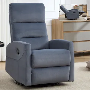 360° Swivel Rocker Fabric Single Manual Recliner Sofa with Cushion Back and Square Arms, Nursery Chairs
