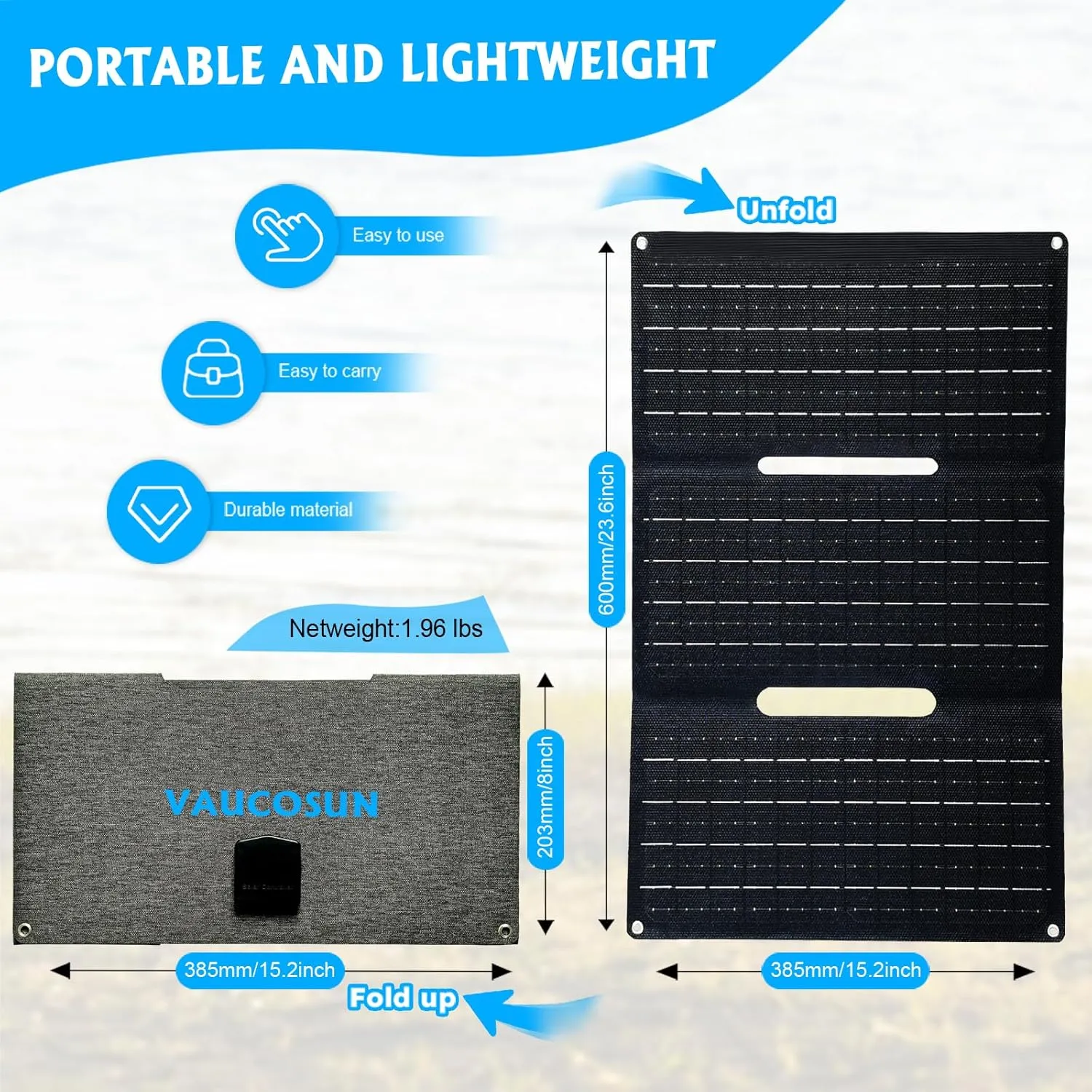 36W Portable Solar Panel with USB-A Fast Charging for Phone,Ipad,Power Bank,Camping,IPX4 Waterproof Durable Foldable Solar Panel, Solar Charger DC Output for 12v Battery, Small Power Station