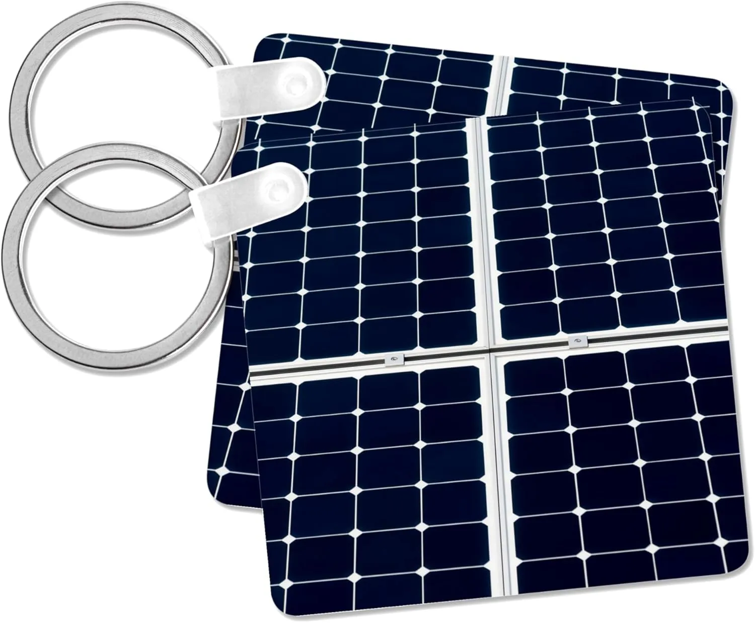 3dRose, Dark blue solar power panel divided into four parts by white frames, Key Chain
