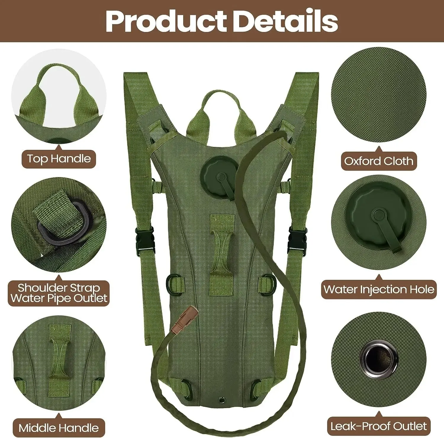 3L Bladder Tactical Hydration Pack Backpack - Waterproof Nylon Water Bag