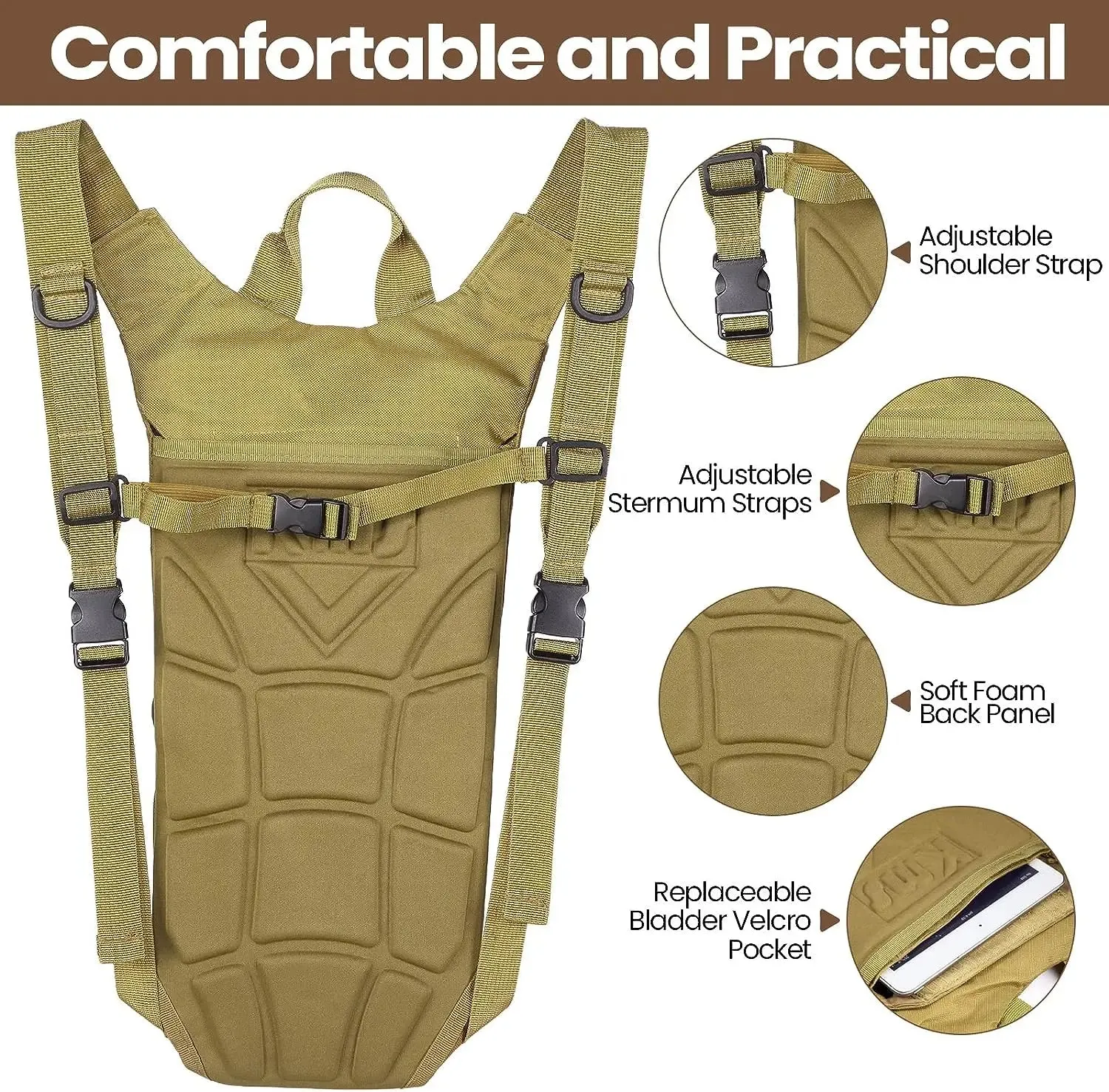 3L Bladder Tactical Hydration Pack Backpack - Waterproof Nylon Water Bag