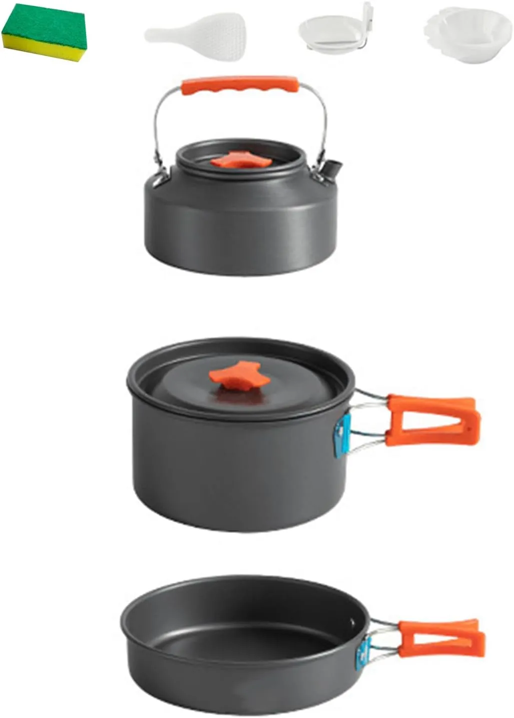 3pcs Lightweight Camping Cookware Set - Aluminum Outdoor Cooking Kit with Pot, Includes Pot, Pan, and Kettle - Ideal for Hiking, Backpacking, and Picnics - Lightweight and Portable