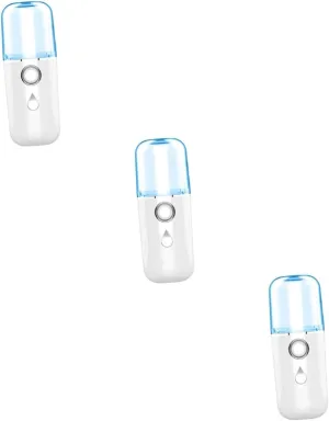 3pcs USB Rechargeable Mini Face Humidifier Portable Replenishment Instrument for Women Skin Hydration and Care Lightweight Design for Travel White Random Style