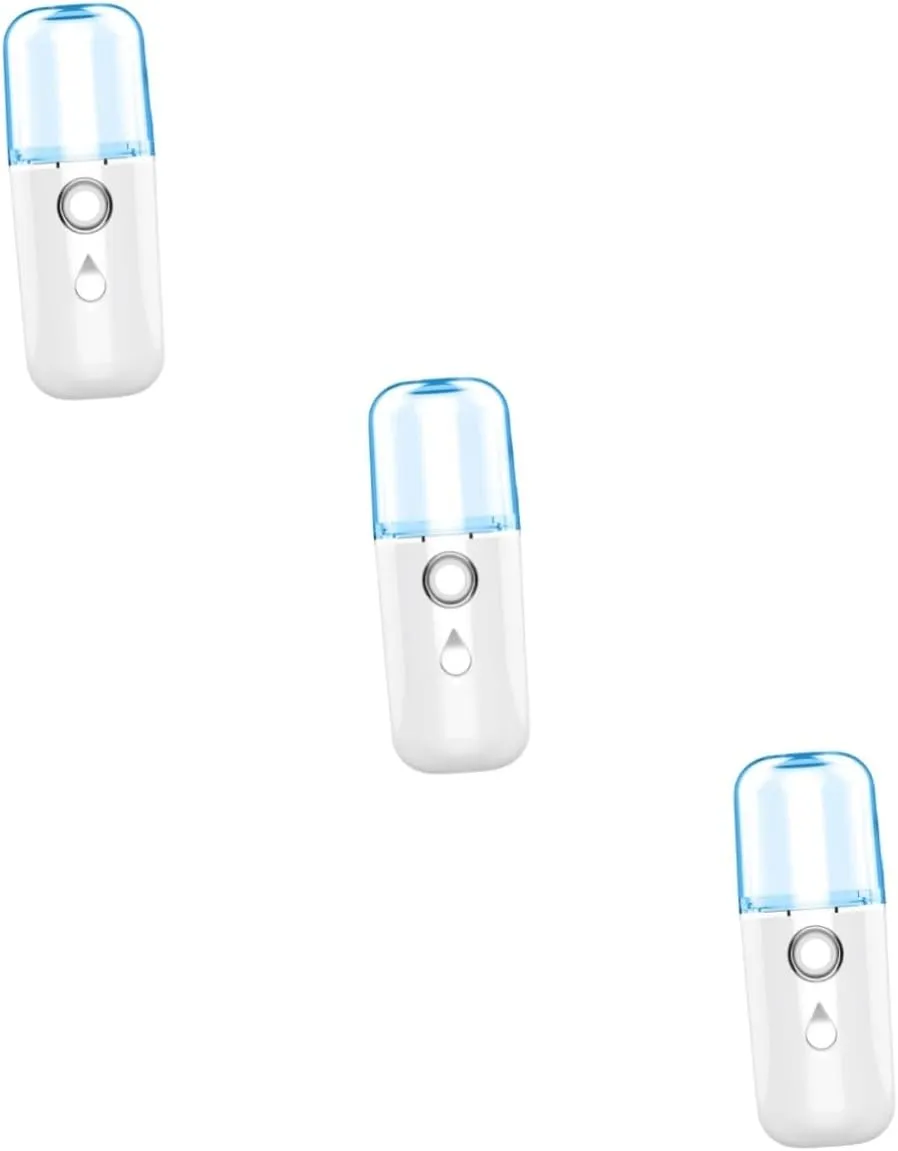 3pcs USB Rechargeable Mini Face Humidifier Portable Replenishment Instrument for Women Skin Hydration and Care Lightweight Design for Travel White Random Style