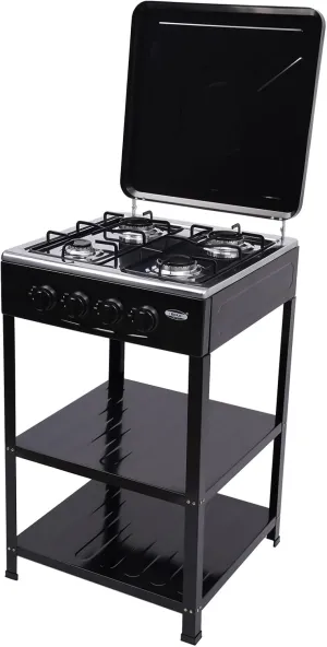 4 Burner Natural Gas Stove, 34120 BTU Portable Gas Stove with 2 Tiers Placement Boards, Auto Ignition Camping Stove Efficient Work Natural Gas Cooker for RV, Outdoor Cooking (Black)
