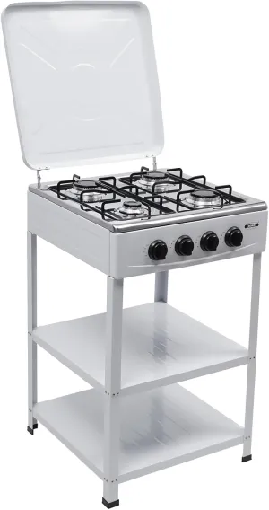 4 Burner Natural Gas Stove, Stand Natural Gas Burner with Storage Space, Auto Ignition Portable Gas Stove with Support Leg Stand and Wind Blocking Cover Adapter for Camping, Fishing, Rv Travel