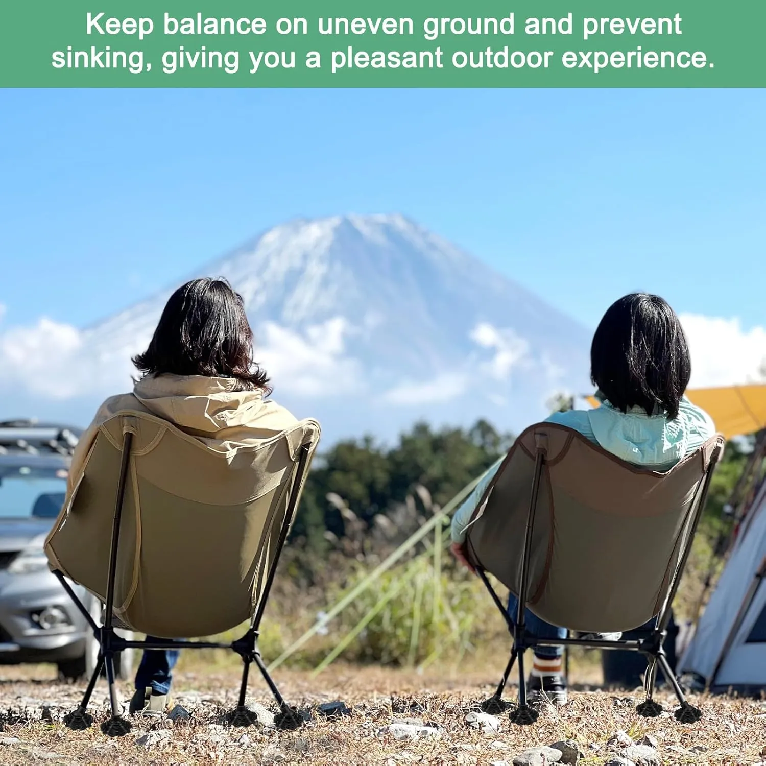 4-Pack Camping Chair Foot Pads, 14mm Plastic Anti-Sinking Folding Camp Chair Replacement Feet for Fishing/Hiking/Picnic/Hardwood Floors/Tile/Outdoor Chair Leg Caps [Black]