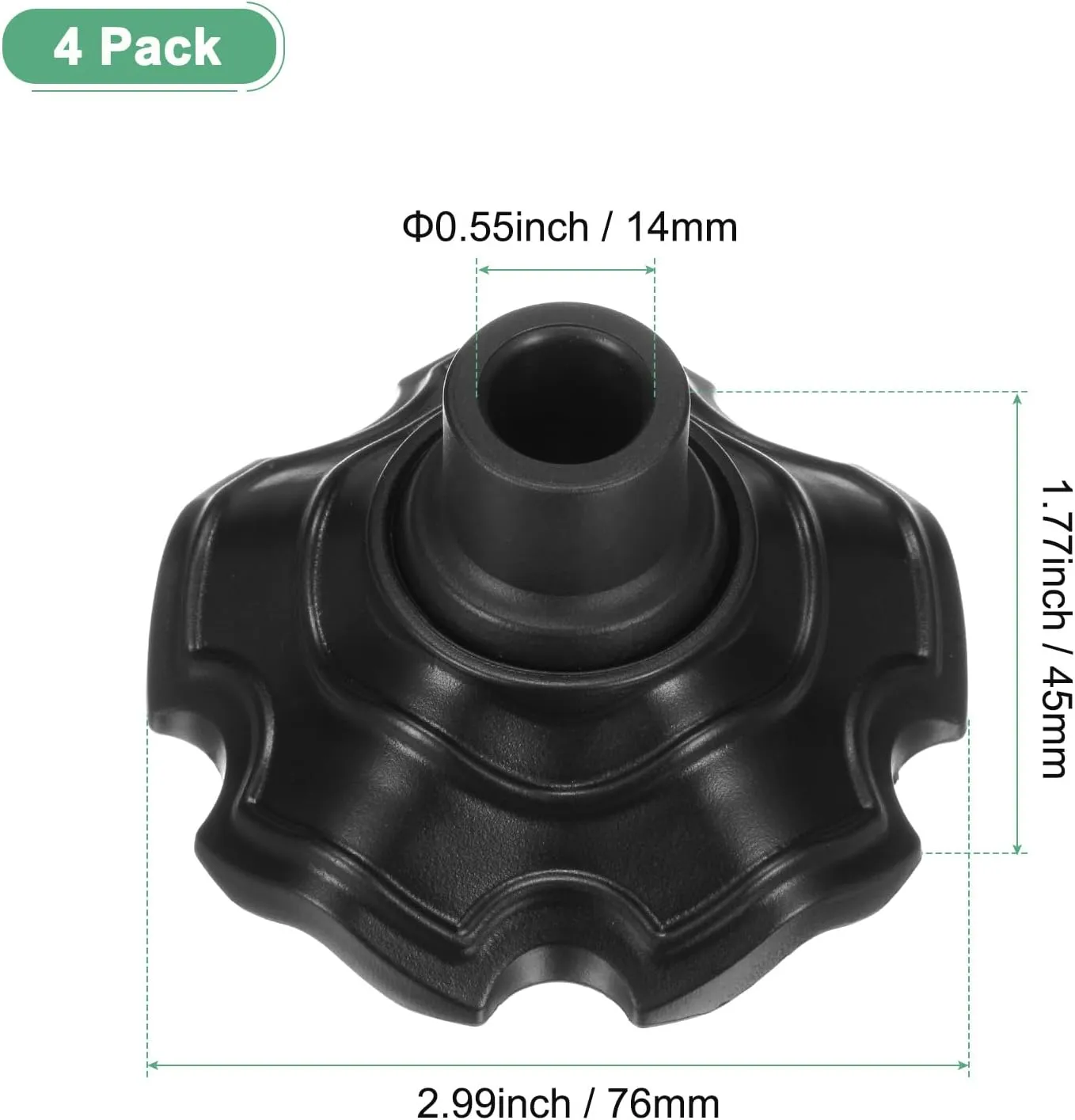 4-Pack Camping Chair Foot Pads, 14mm Plastic Anti-Sinking Folding Camp Chair Replacement Feet for Fishing/Hiking/Picnic/Hardwood Floors/Tile/Outdoor Chair Leg Caps [Black]