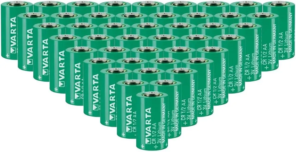 «45 Pack» 3V 950mAh CR1/2AA Non-Rechargeable Lithium Battery for VARTA CR1/2AA Series Battery, green
