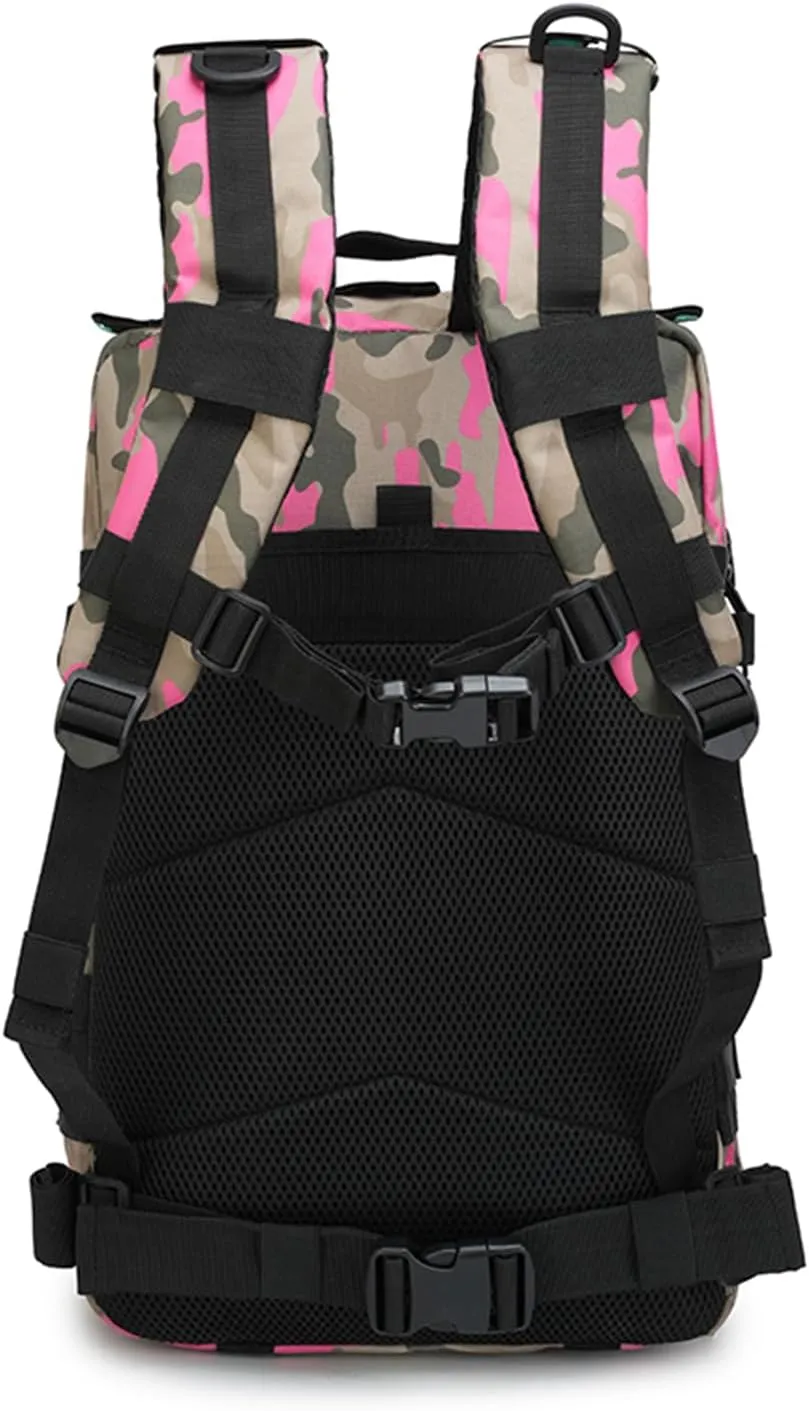 45L Military Tactical Backpack for Men & Women Bug Out Bag Assault pack Molle Daypack Hiking Trekking Rucksack(Camouflage Pink)