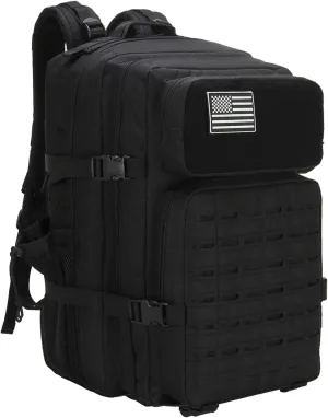 45L Tactical Backpack MOLLE System & Hydration Port - Military Assault Pack for 3-Day Camping,Hiking,Gym,Survival Gear (19.7x11.8in)(45l black)