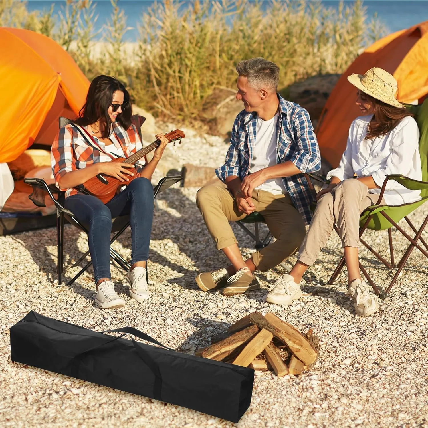 47IN Camp Chair Replacement Bag [2PCS] - 600D Oxford Folding Chair Carrying Storage Bag with Shoulder Strap Use for Camping & Travel [Black, 7.9INx7.9IN WxH]