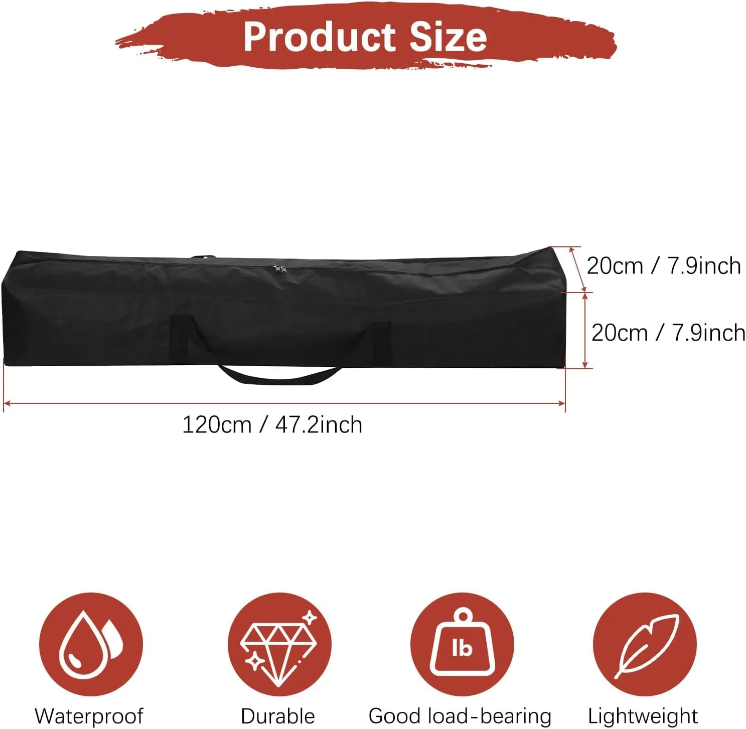 47IN Camp Chair Replacement Bag [2PCS] - 600D Oxford Folding Chair Carrying Storage Bag with Shoulder Strap Use for Camping & Travel [Black, 7.9INx7.9IN WxH]