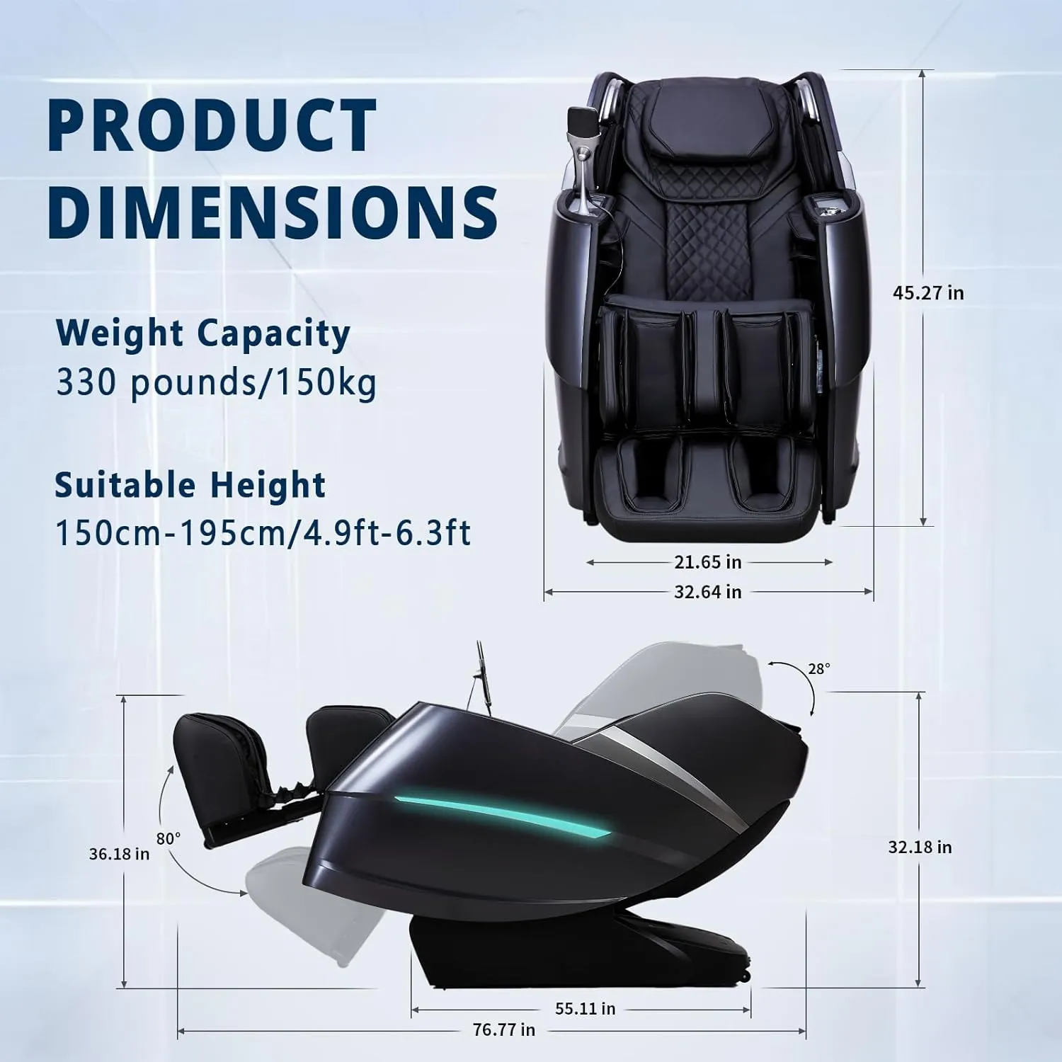 4D Massage Chair Full Body Zero Gravity Recliner - 55“ SL-Track,20 Auto Modes,11 Massage Technique,40 Airbags Massage,with Yoga Stretch,APP Control,Negative Oxygen lons (Black)