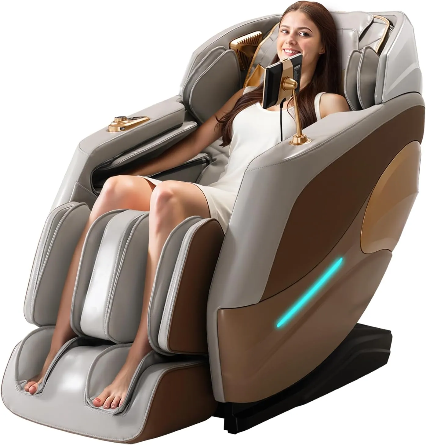4D Massage Chair Full Body, Zero Gravity SL-Track Shiatsu Massage Chair Recliner, 15 Modes, Airbag Massage, with Heat Body Scan Bluetooth Foot Roller, AI Control