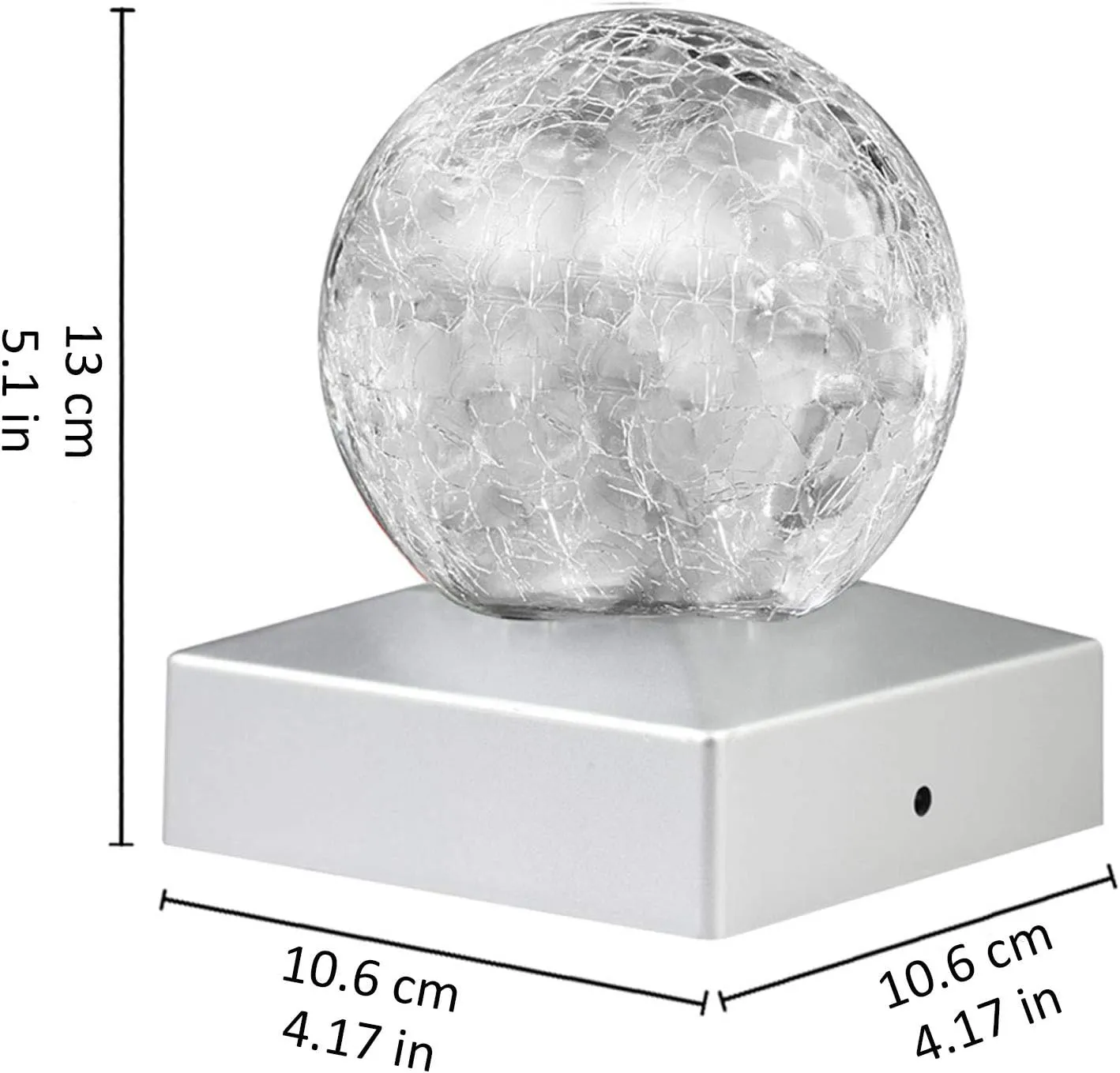 4x4 Solar Post Cap Lights Deck Fence Outdoor Railing Lights Decorative Solar Powered Gazing Ball Caps LED Lamp for Garden, Patio, Pathway