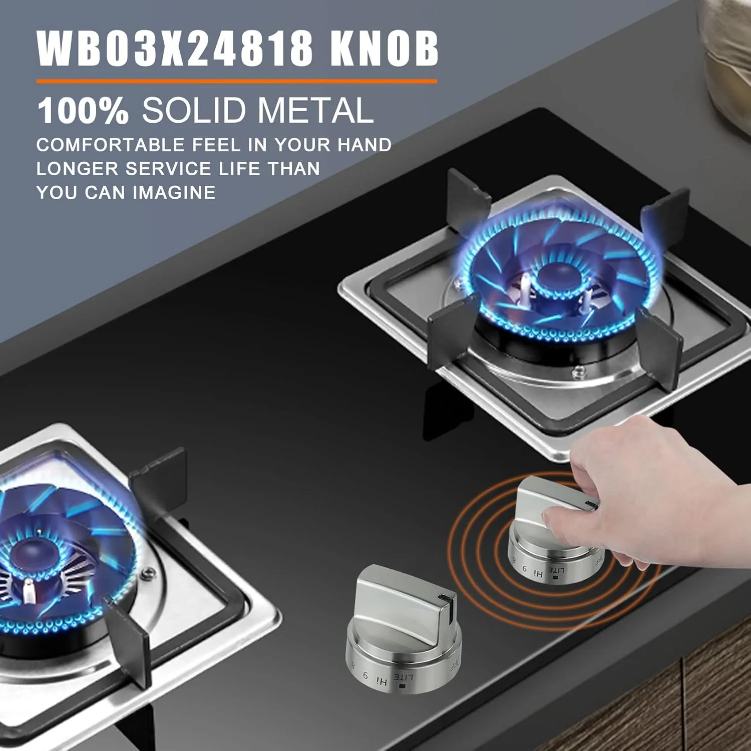 5 Pack Stainless Steel WB03x24818 Gas Stove Knob Replacement for ge,PS11729081 AP5989029 Stainless Steel Stove Replacement Knobs,Compatible with ge Stove Knob（Not Universal）