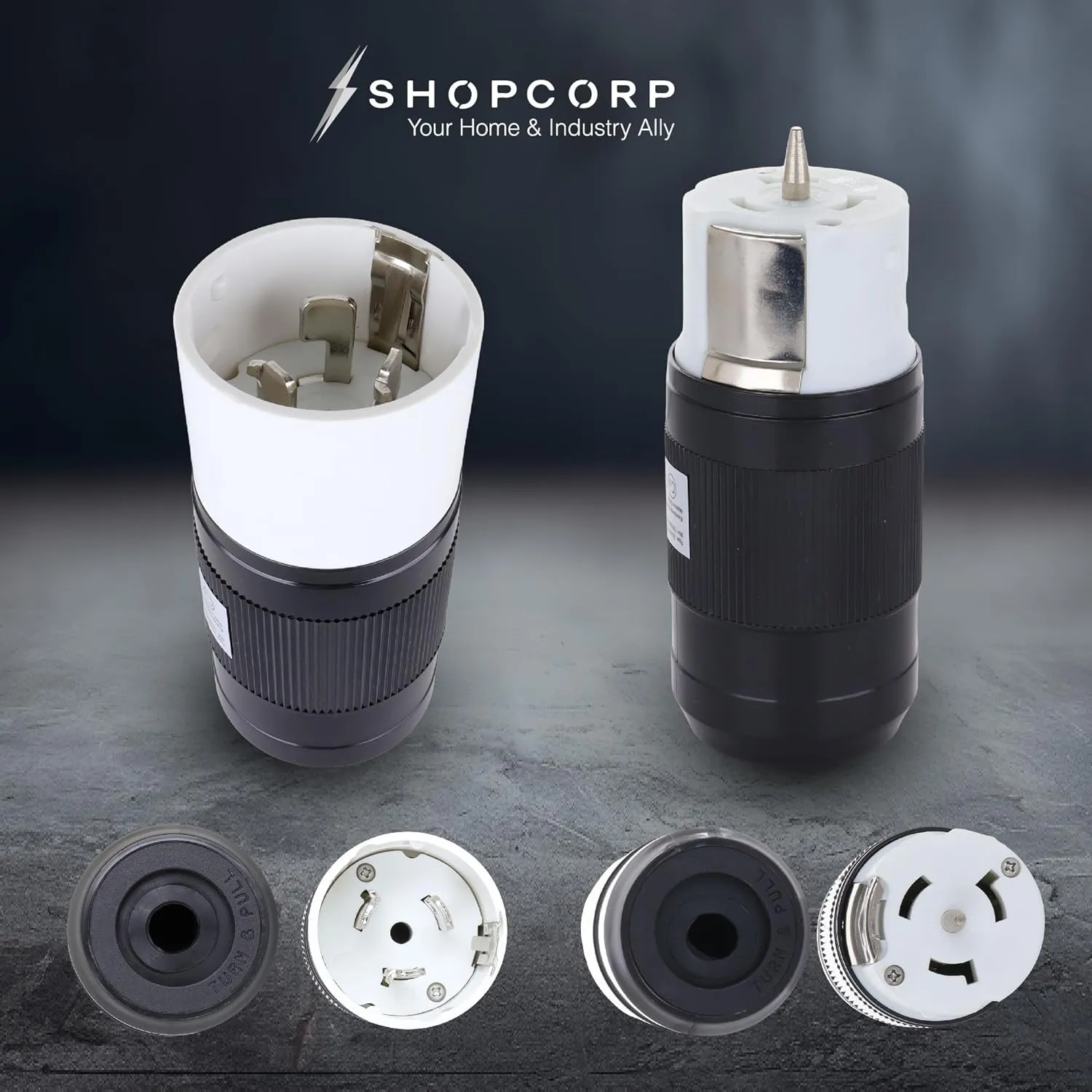 50 Amp Generator Plug (Female & Male) (2 Pack)，50 Amp Generator Connector, 125 Volt/250 Volt, CS6364 Shopcorp 50A Twist Lock RV Plug - CS6365, Twist Lock Adapter, 12500 Watts 3 Pole 4 Wire