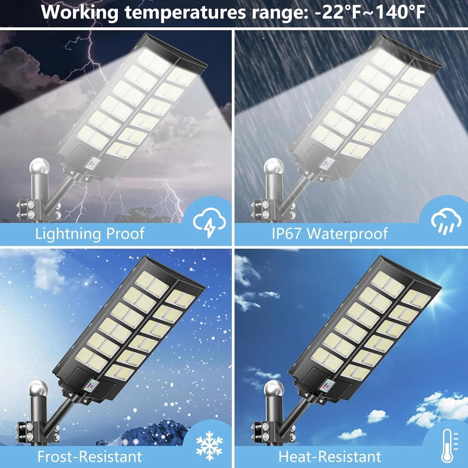 5000W 3-Pack Solar Street Lights Outdoor, 240000LM, Dusk to Dawn, 7000K, IP67 Waterproof, Motion Sensor Parking Lot Lights for Garden,Pathway,High Efficiency LED Solar Street Lights