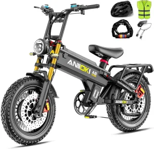 5600W Dual Motor eBike,2025 A8 PRO MAX Electric Bike,45MPH 60V 70Ah Electric Bike for Adults,200Miles Long Range,20x4 Fat Tire All Terrain Ebikes, Full Suspension E Bike,7-Speed Gear,5" Display