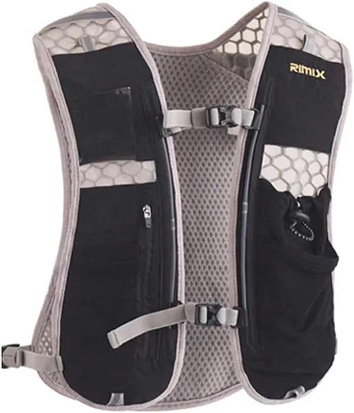 5L Lightweight Running Backpackn Outdoor Sports Trail Racing Marathon Hiking Fitness Bag Hydration Vest Pack for Men Women with 1L Bag or 500ml Kettle (Black Backpack )