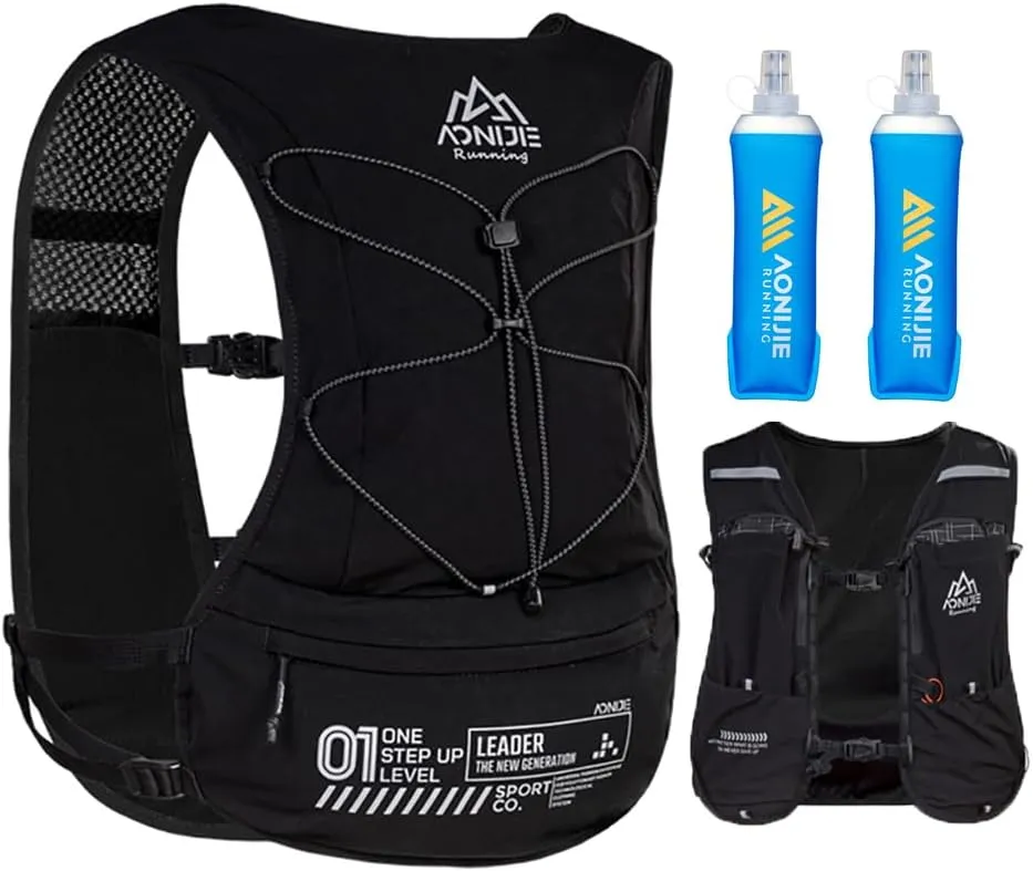 5L Running Hydration Vest Backpack for Men Women, Adjustable & Lightweight, Front & Back Pockets for Essential Storage