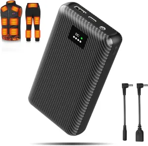 5V 7.4V Heated Vest Battery Pack with LED Display 30000mAh Huge Capacity Power Bank 3.8MM DC Port and USB Port Phone Charger for Heated Jacket Heated Hoodie Heated Sleeping Pad