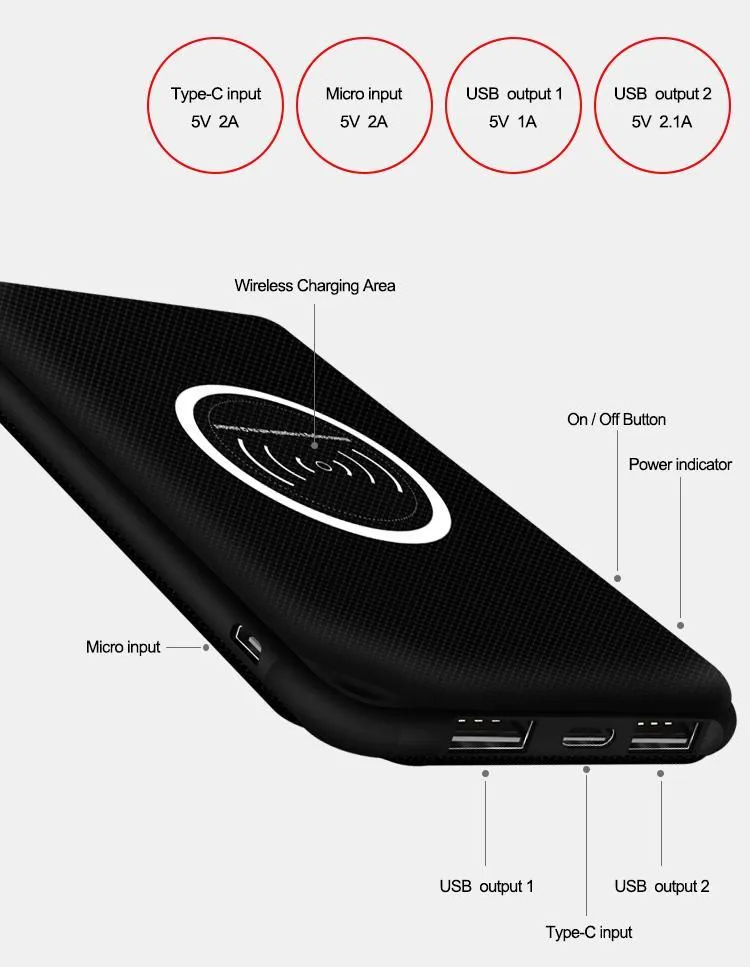5W High Quality Wireless Power Bank 8000mAh