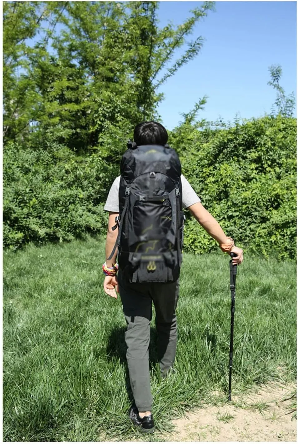 60L Outdoor Backpack Multi Pocket Camping Bag Hiking Backpack Large Capacity(E)