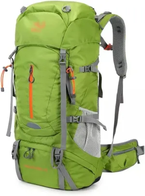 65L Mountaineering Bag Hiking Mountaineering Bag Outdoor Camping Backpack with Rain Cover(Black)