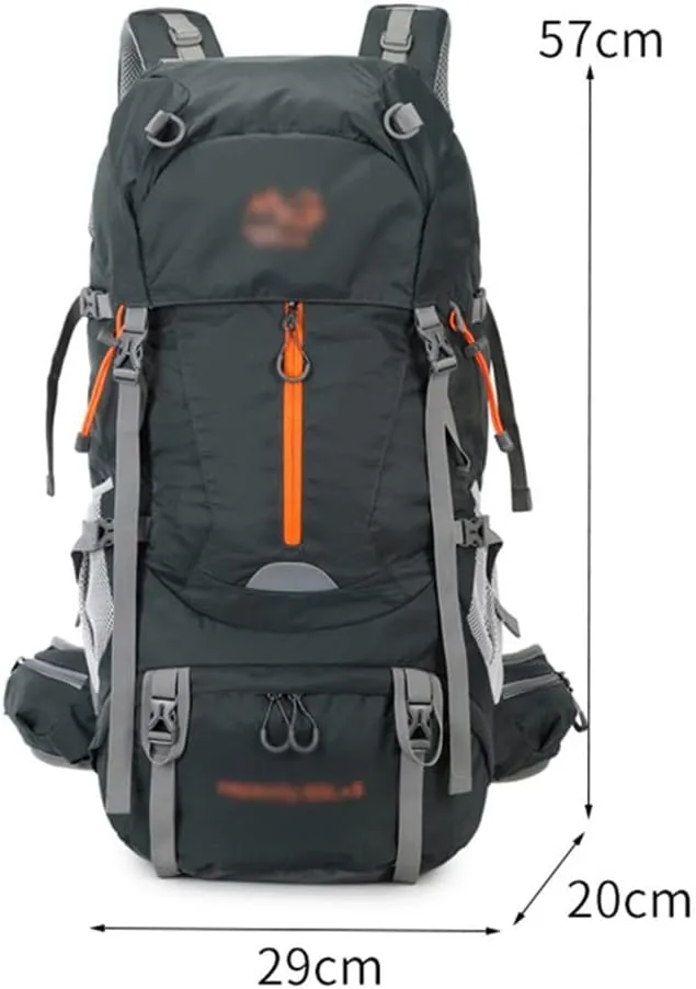 65L Mountaineering Bag Hiking Mountaineering Bag Outdoor Camping Backpack with Rain Cover(Black)
