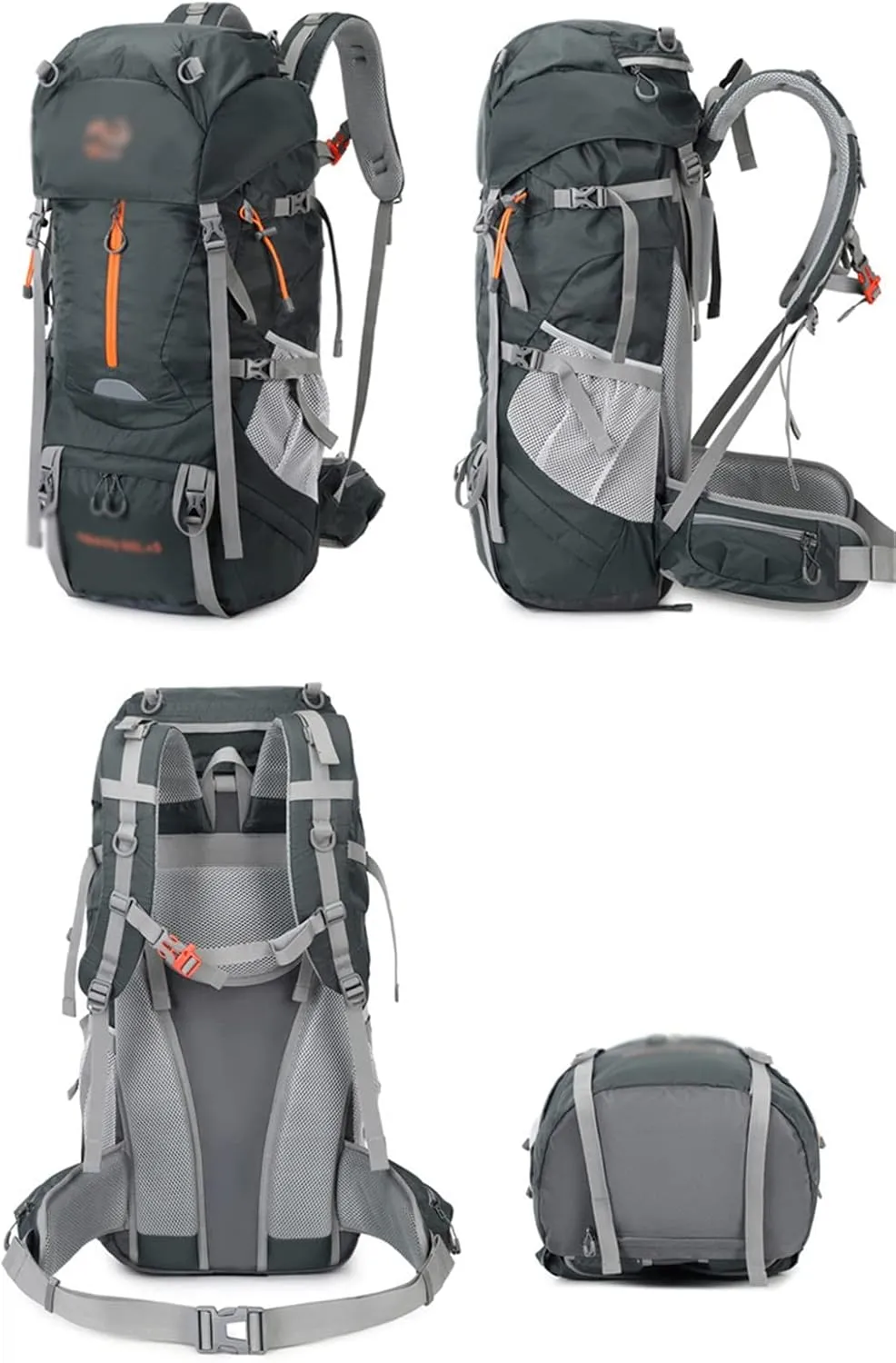 65L Mountaineering Bag Hiking Mountaineering Bag Outdoor Camping Backpack with Rain Cover(Black)