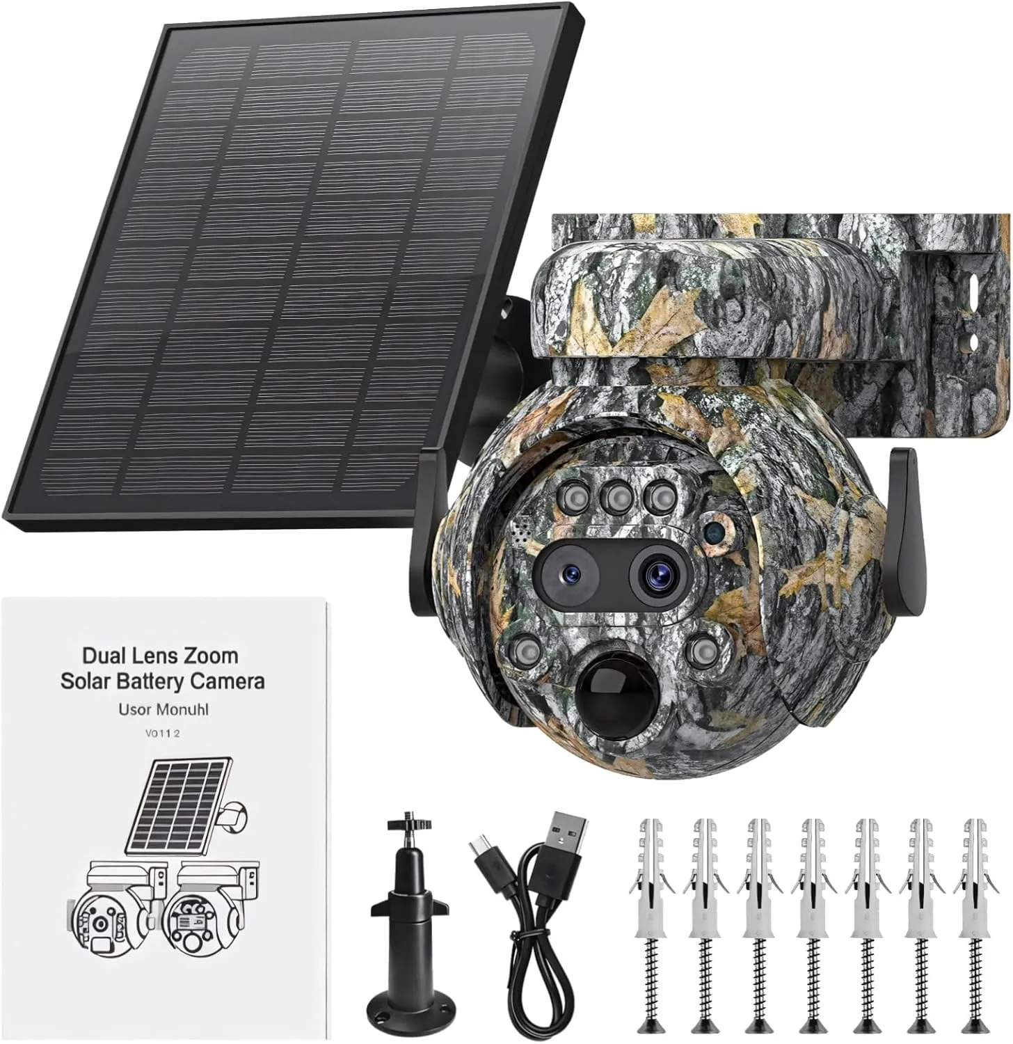 6Mp Solar Trail Camera with WiFi, 12X Zoom, 360° Vision, Ip65 Waterproof, Color Night Vision
