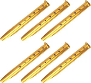 6PCS Snow Sand Tent Stakes Pegs, Aluminum Alloy U-Shaped Sand Tent Pegs Heavy Duty Ground Nails For Sand Snow Soft Soil Grass(gold)
