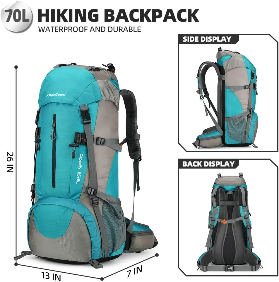 70L Hiking Backpack with Rain Cover Lightweight Travel Backpack Waterproof Camping Backpack