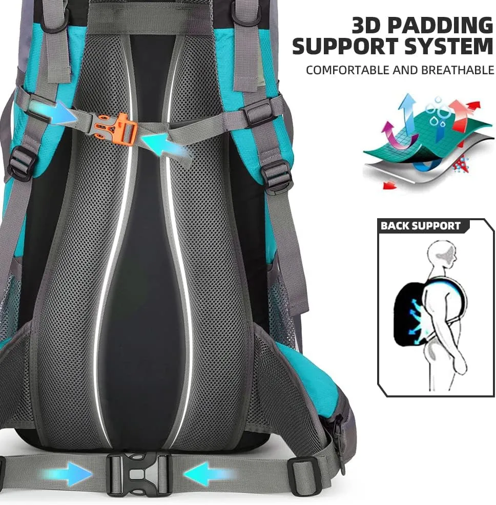 70L Hiking Backpack with Rain Cover Lightweight Travel Backpack Waterproof Camping Backpack