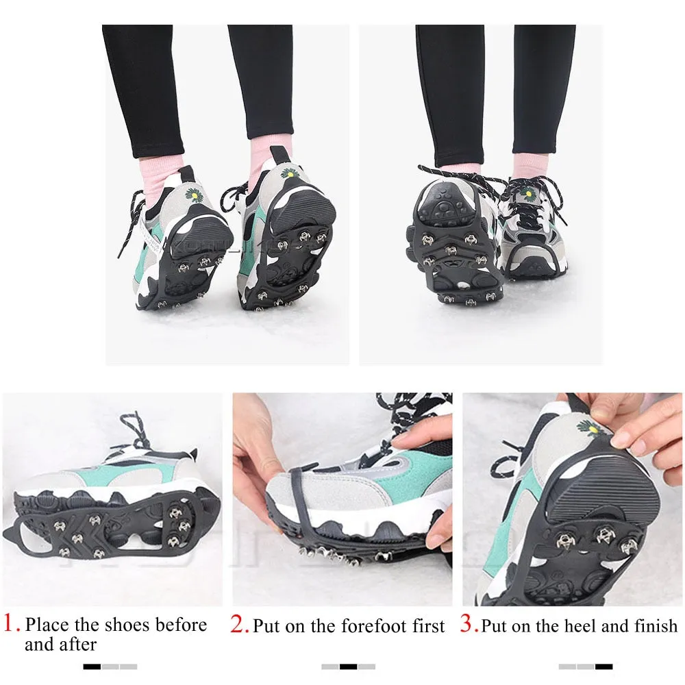 8 Studs Anti-Skid Ice Gripper Spike Winter Climbing Anti-Slip Snow Spikes Grips Cleats Over Shoes