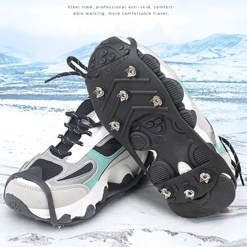 8 Studs Anti-Skid Ice Gripper Spike Winter Climbing Anti-Slip Snow Spikes Grips Cleats Over Shoes
