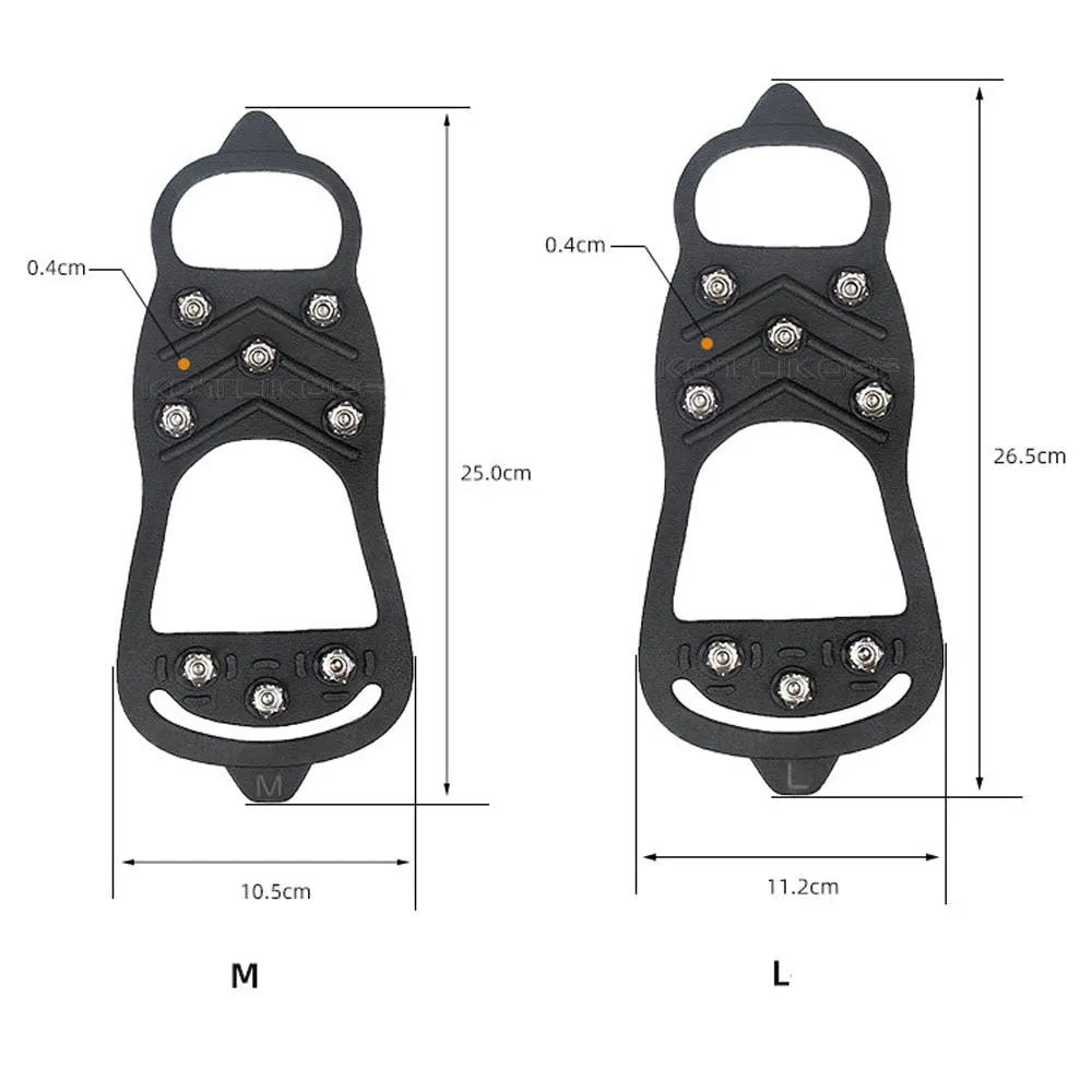 8 Studs Anti-Skid Ice Gripper Spike Winter Climbing Anti-Slip Snow Spikes Grips Cleats Over Shoes